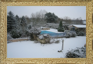 view on the pool in winter